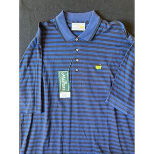Slazenger Men's Blue and Black Striped Polo with Embroidered Logo